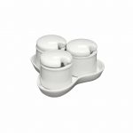Σετ 3x150ml βαζάκια με δισκάκι πορσελάνης 150ml,για αλάτι-πιπερι-πάπρικα κλπ Σειρά BRILLO, LUKANDA