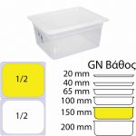 Αεροστεγές Δοχείο Τροφίμων PP διαφανές με καπάκι, GN1/2