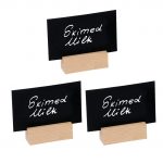 Σετ 3 Κάρτων 2 Όψεων, ΜΑΤ μαύρη με Ξύλινη Βάση