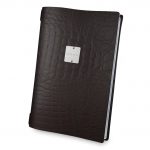 Menu δερμάτινο, καφέ, με 2 διαφάνιες για 8 σελίδες A4