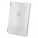 Menu δερμάτινο, άσπρο, με 2 διαφάνιες για 8 σελίδες A4