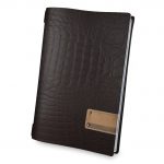 Menu δερμάτινο, καφέ, με 2 διαφάνιες για 8 σελίδες A4