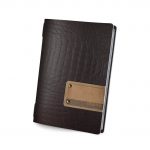 Menu δερμάτινο, καφέ, με 2 διαφάνιες για 8 σελίδες A5