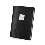 Menu δερμάτινο, μαύρο, με 2 διαφάνιες για 8 σελίδες A5