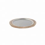 Πιατέλα ξύλινη οβάλ  με Inox πιατέλα και πυρίμαχη πλάκα