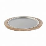 Πιατέλα ξύλινη οβάλ 38x34cm, με Inox πιατέλα 18/10 και πυρίμαχη πλάκα, σειρά Celcius της Abert