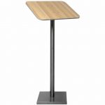 Επιδαπέδιο Σταντ για προβολή καταλόγων MENU, Ανοξείδωτη Κολώνα, Ξύλινο Stand χρώμα Teak, 110x54x36cm, SECURIT