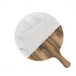 Ρακέτα Μελαμίνης με χερούλι, στρογγυλή, με όψη Ξύλου και Μάρμαρου, 29x40cm
