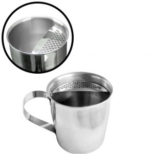 εικονα από Kύπελο 400ml, INOX 18/10 με σίτα και χερούλο, ιδανικό για ESPRESSO, ελληνικής κατασκευής