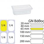 Εικόνα από Δοχείο Τροφίμων PC Διάφανο, χωρίς καπάκι, GN1/4 (162 x 265mm) - ύψος 65mm, KAPP