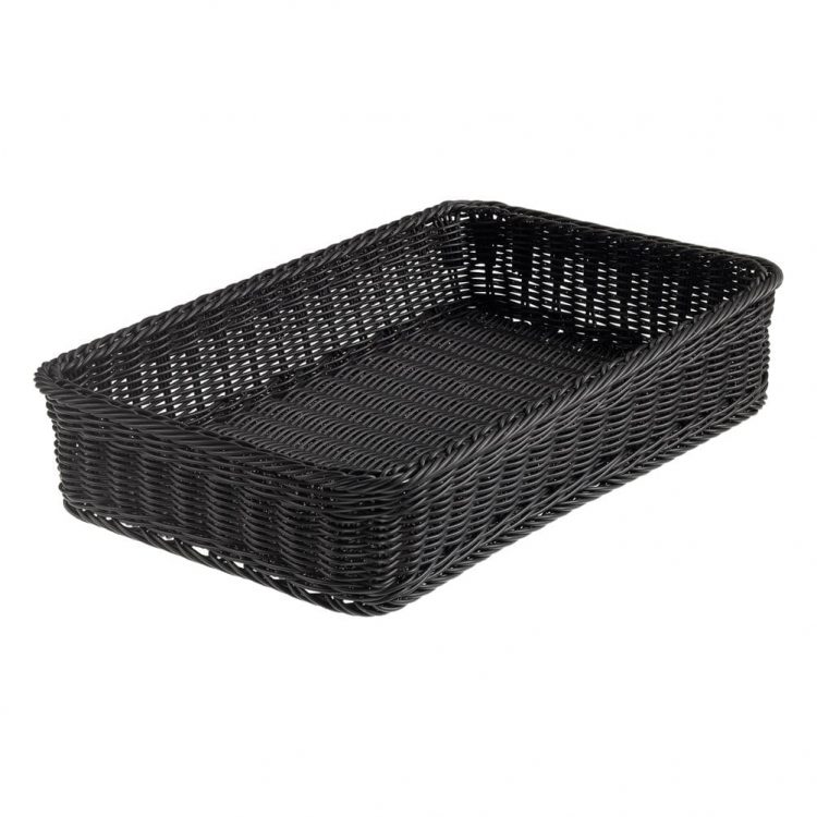 Εικόνα από Καλάθι Τροφίμων Vanity G1/1, Rattan, χρώμα Μαύρο, 53x32.5x10cm, Leone