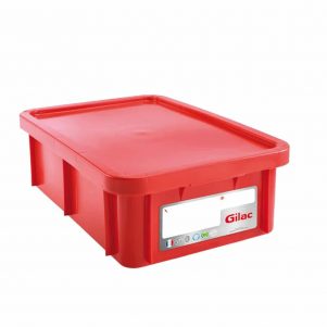 Εικόνα από Δοχείο αποθήκευσης HACCP 25Lt (60x40x19cm) Gilac με καπάκι -40/+90°C κόκκινο