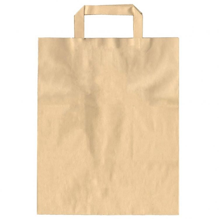 Χάρτινη Τσάντα Take-Away σε χρώμα KRAFT 26+14x32cm Σετ των 250 τεμαχίων