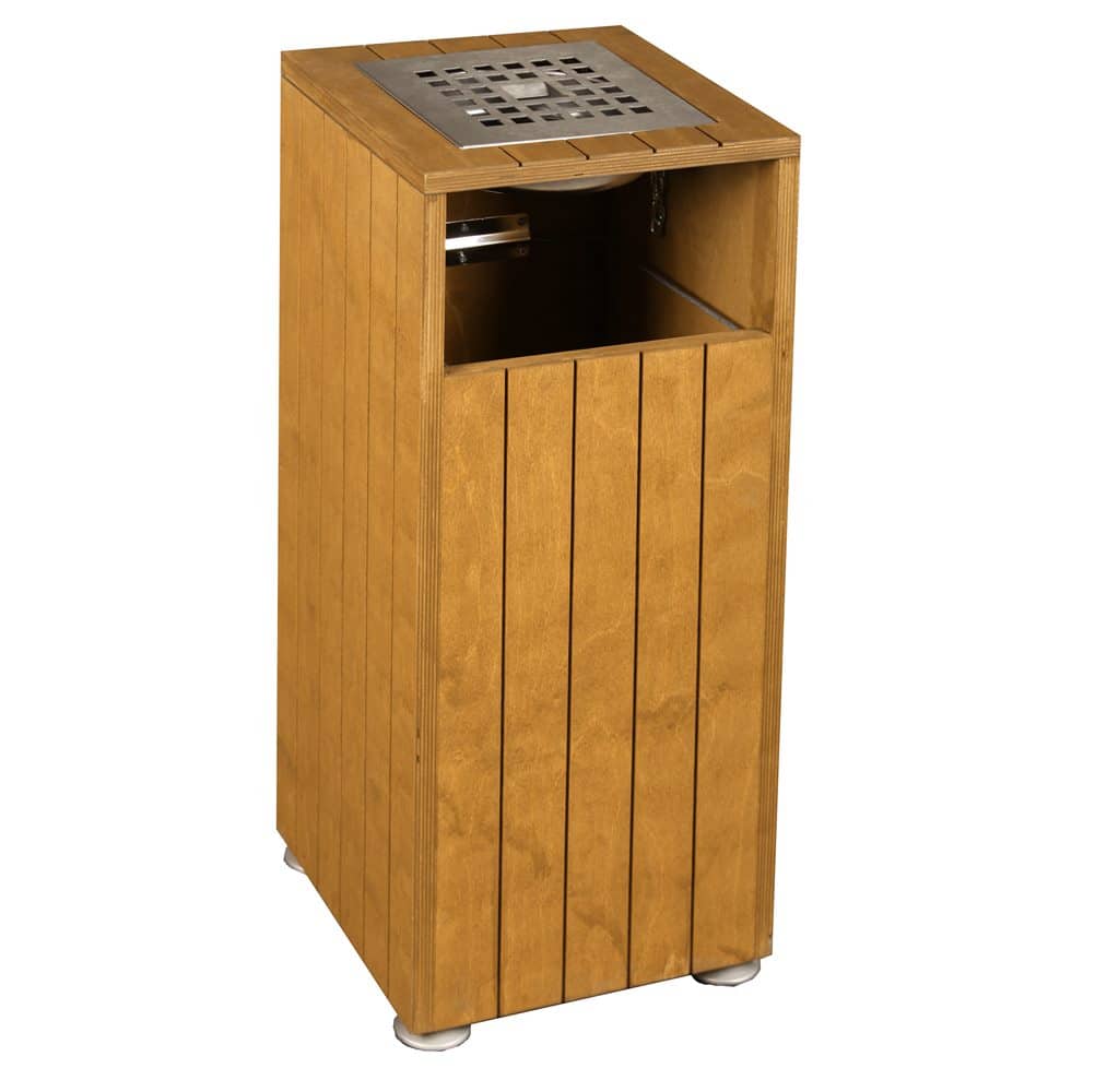 40638 εικονα απο Σταχτοδοχείο-Κάδος Δαπέδου, Ξύλινος, Κατάλληλος για Εξωτερικούς Χώρους, 31x31x75 cm,