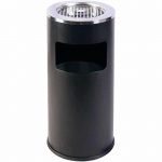 eikona apo Σταχτοδοχείο δαπέδου INOX, Μαύρο, 17lt, φ25xΥ61cm