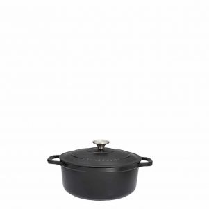 EIKONAAPOΠυράντοχη κατσαρόλα Cast Iron (μαντέμι), φ28xΥ18cm, 6.1Lt, μαύρη ματ, με καπάκι, Matfer