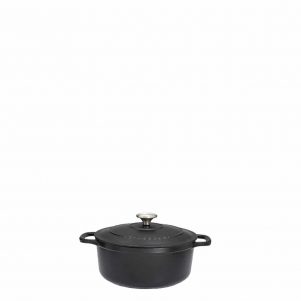 eikonaapoΠυράντοχη κατσαρόλα Cast Iron (μαντέμι), φ24xΥ16cm, 4Lt, μαύρη ματ, με καπάκι, Matfer