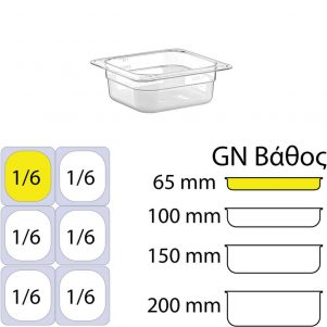 Εικόνα από Δοχείο Τροφίμων PC, χωρίς καπάκι, GN1/6 (162 x 176mm) - ύψος 65mm