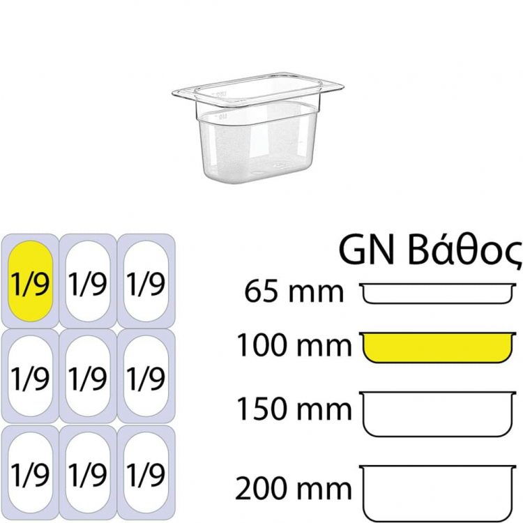 Εικόνα από Δοχείο Τροφίμων PC, χωρίς καπάκι, GN1/9 (108 x 176mm) - ύψος 100mm