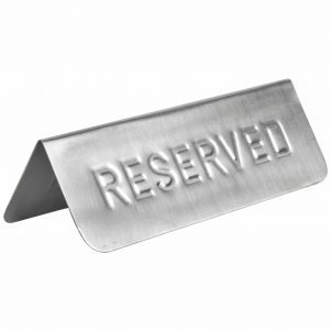 Σήμα reserved ανοξείδωτο ανάγλυφο 15cm | 5cm GTSA Σετ των 6 τεμαχίων