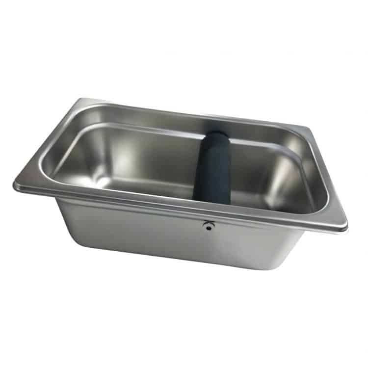 εικόνα από Κουτί υπολλειμάτων καφέ INOX, GN1/4M 26.5x16.2x10cm, με λαβή σιλικόνης