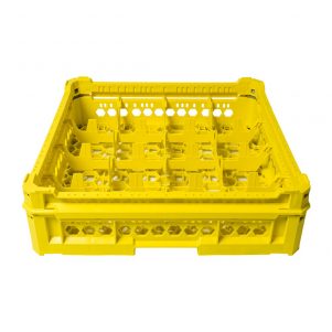 Ikona apo Μπασκέτα Πλυντηρίου 50x50cm, 16 χωρίσματα, για ποτήρια 65 έως 120mm,, κίτρινο