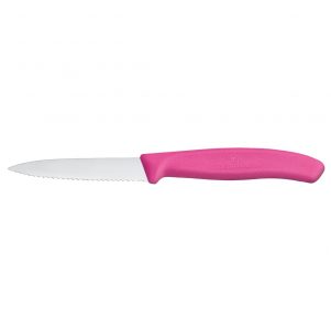 Ikona apo Μαχαίρι κουζίνας 8cm, μυτερό, οδοντωτό, ροζ λαβή Swiss Classic, VICTORINOX