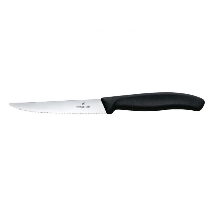 Ikona apo Μαχαίρι steak 11cm, οδοντωτό μαύρη λαβή Swiss Classic, VICTORINOX