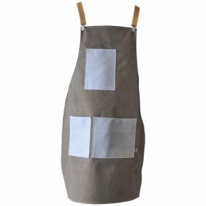 Ikona apo Ποδιά Καφέ, 67x69cm, 85% βαμβάκι/15% polyester, με 3 τσέπες & τιράντες, Dafne Design