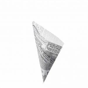Ikona apo Κώνος σερβιρίσματος χάρτινος Στεγανός, χωρητικότητας 250gr, 21x29.5cm, 70gr/m2, σχέδιο εφημερίδας, Leone