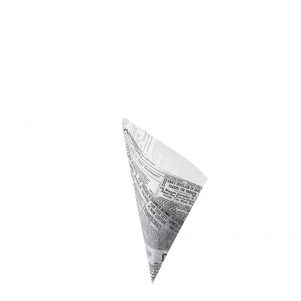 Ikona apo Κώνος σερβιρίσματος χάρτινος Στεγανός, χωρητικότητας 100gr, 17x24cm, 70gr/m2, σχέδιο εφημερίδας, Leone