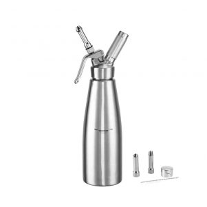 Ikona apo Σιφόν Σαντιγύς, INOX 18/10, 1Lt, φ9.8x33cm, με 3 INOX στόμια & βουρτσάκι