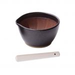 Γουδί SURIBACHI MOTOSHIGE, 12x11xΥ6.5cm, με γουδοχέρι SURIKOGI 18cm, μαύρο, Bamboo made in Japan