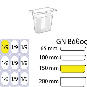 eikonaapoΔοχείο Τροφίμων PC, Διάφανο, χωρίς καπάκι, GN1/9 (108 x 176mm) - ύψος 150mm