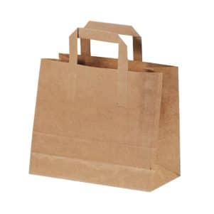 Ikona apo Χάρτινη Τσάντα Take-Away, με χεράκι και πάτο, χρώμα KRAFT, 22x11x24cm