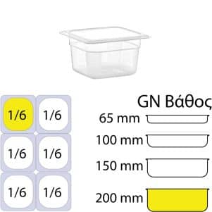 EIKONAAPOΔοχείο Τροφίμων PP, Διάφανο, χωρίς καπάκι, GN1/6 (162 x 176mm) - ύψος 200mm
