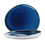 Πιάτο πορσελάνης Ασύμμετρο Flat Λευκό/Μπλέ Σειρά Abyssos 16x17,5/Y2,5cm -Le Coq Ιταλίας Σετ 2 τεμαχίων