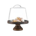 Ikona apo Τουρτιέρα ξύλινη φ25cm, με πόδι 8cm, Wenge με οικολ. λάδι, (χωρίς το καπάκι), GARIBALDI