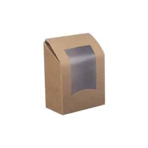 Ikona apo Χάρτινo κουτί Kraft μονή τορτίγια με παράθυρο rPet, 9x5x9cm, μιας χρήσης, Intertan