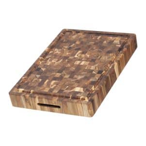 Ikona apo Πλατό Σερβιρίσματος & πλάκα κοπής, από ξύλο τικ, 52x35.5xΥ6.4cm, με χειρολαβές και λούκι, TeakHaus