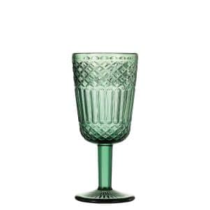 Ikona apo Γυάλινο ποτήρι με πόδι, 26cl BAROCCO, φ8x17cm, πράσινο