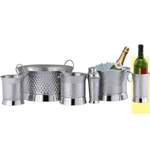 Ikona apo Θήκη μπουκαλιών (wine cooler) INOX, Διπλών τοιχωμάτων, υψηλής ποιότητας mirror γυάλισμα, φ13xΥ21cm, Buffet Choice