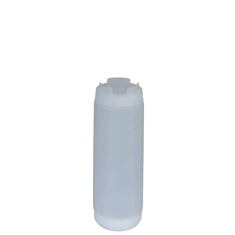 Ikona apo Πλαστικό μπουκάλι κετσαπ/μουστάρδας 24oz (708 ml) Squeeze, κάτω ροή (FIFO), διάφανο