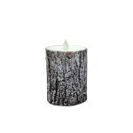 Ikona apo Ηλεκτρικό κερί που τρεμοπαίζει, σχέδιο κορμός πεύκου, Φ7,8 x 10 cm