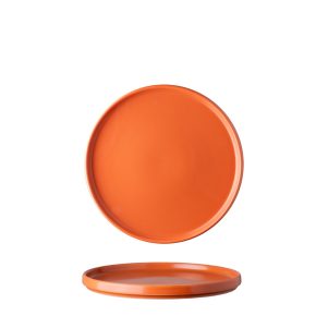 Ikona apo Πιάτο πορσελάνης κάθετο RIM, φ22cm, πορτοκαλί , σειρά Nature, LUKANDA