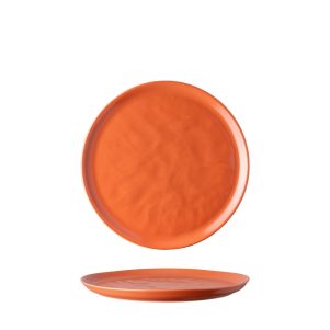 Ikona apo Πιάτο πορσελάνης φ22cm, με κυματοειδή εσωτερικό, πορτοκαλί , σειρά Nature, LUKANDA