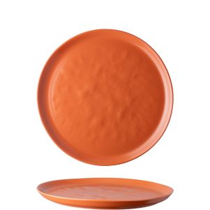 Ikona apo Πιάτο πορσελάνης φ28cm, με κυματοειδή εσωτερικό, πορτοκαλί, σειρά Nature, LUKANDA