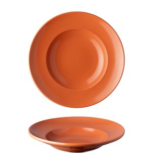 Ikona apo Πιάτο πορσελάνης Pasta, φ27cm, πορτοκαλί , σειρά Nature, LUKANDA