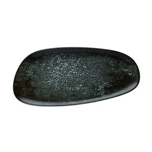 Ikona apo Πιατέλα Ρηχή πορσελάνης, ακανόνιστο σχήμα, 36cm, Cosmos Black, BONNA
