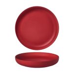 Ikona apo Πιάτο Βαθύ Πορσελάνης, φ25.5cm, κόκκινο ματ σαγρέ, Σειρά Fine Plus, BARALEE
